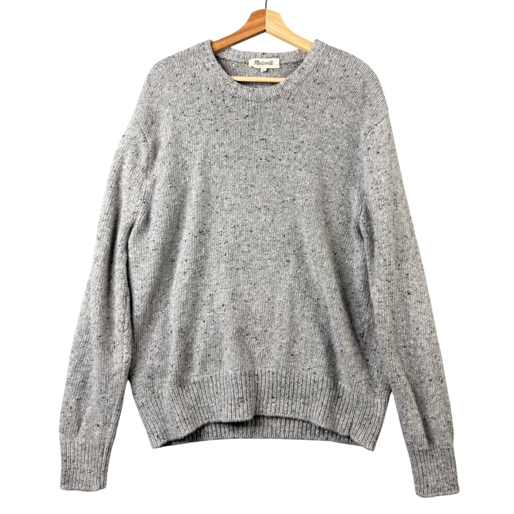 Madewell Mens Donegal Crewneck Sweater Gray Merino Wool Alpaca XL MB827 FA21